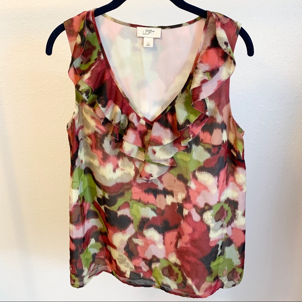 LOFT V-neck Ruffle Blouse